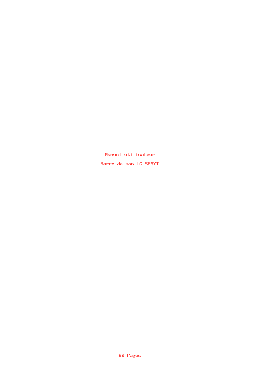 Page 1 de la notice Manuel utilisateur LG SP9YT
