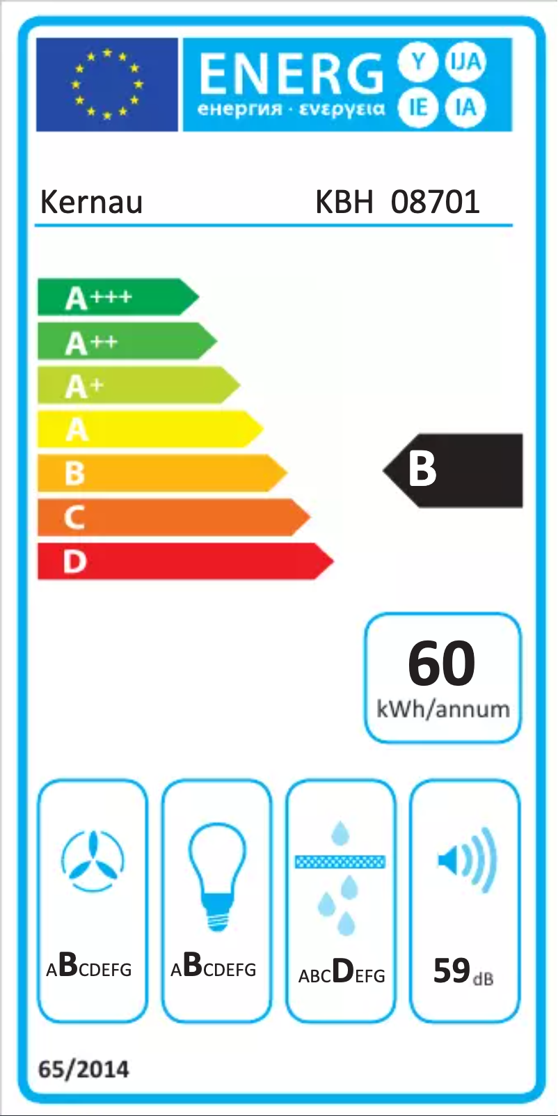 Page 1 de la notice Label énergétique Kernau KBH 08701 W