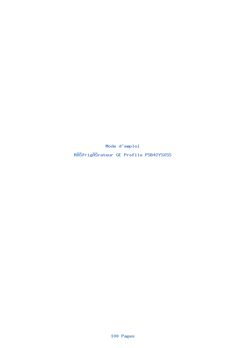 Page 1 de la notice Mode d'emploi GE Profile PSB42YSXSS