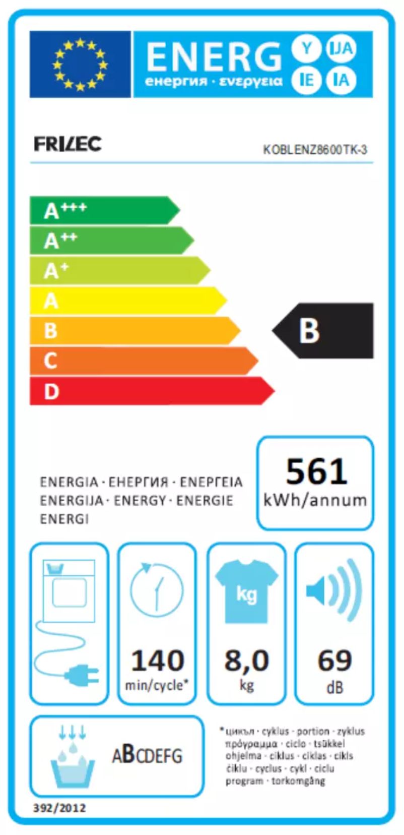 Página 1 del manual Etiqueta energética Frilec KOBLENZ8600TK-3