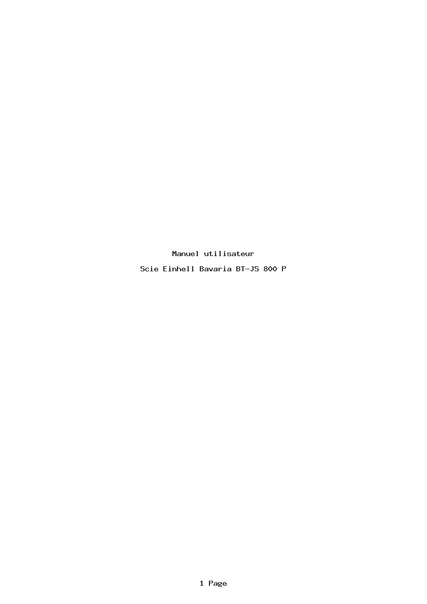 Page 1 de la notice Manuel utilisateur Einhell Bavaria BT-JS 800 P