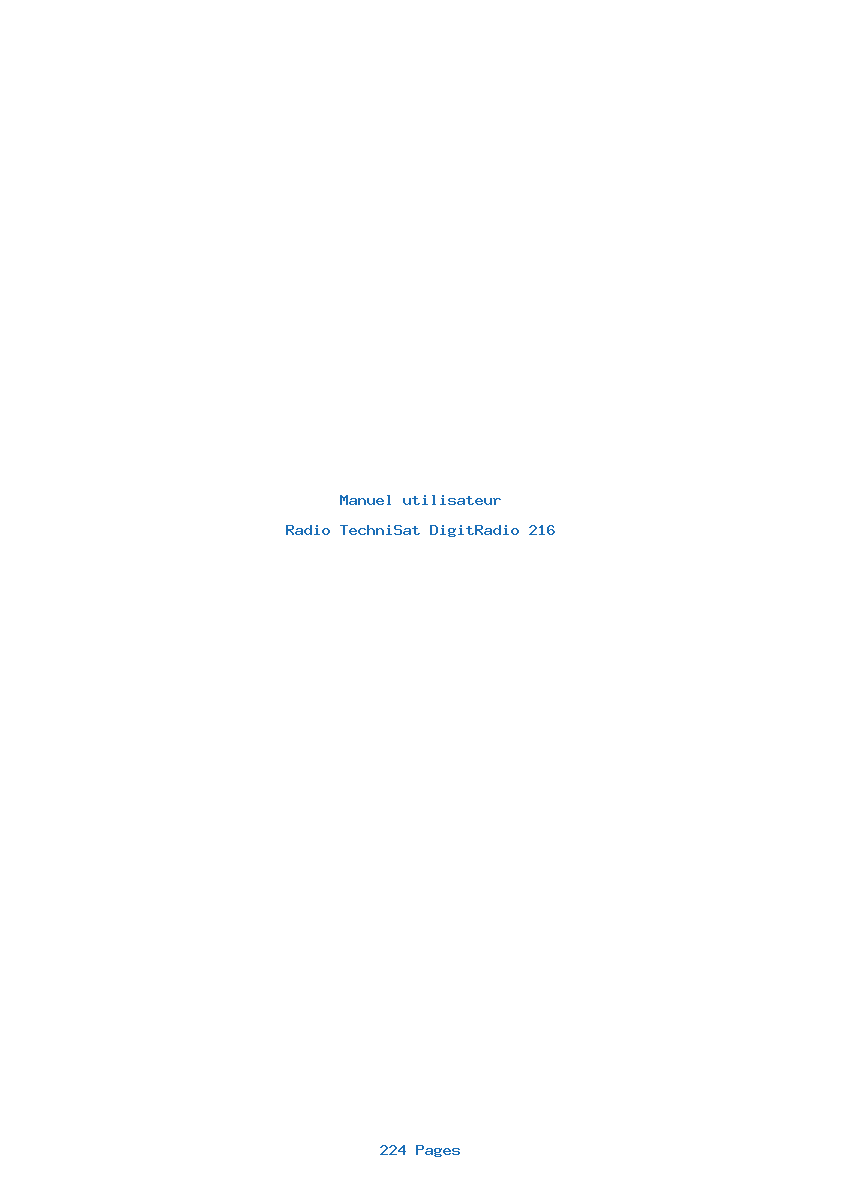 Page 1 de la notice Manuel utilisateur TechniSat DigitRadio 216