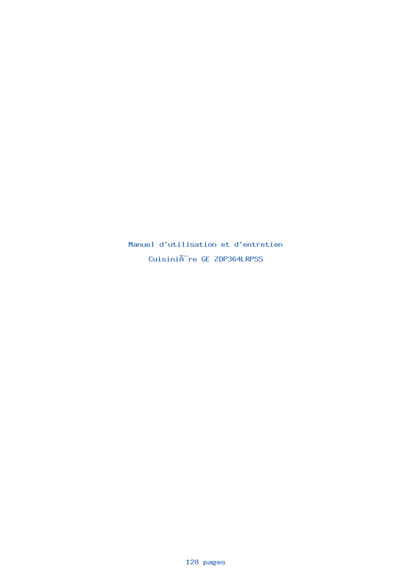 Page 1 de la notice Manuel d'utilisation et d'entretien GE ZDP364LRPSS