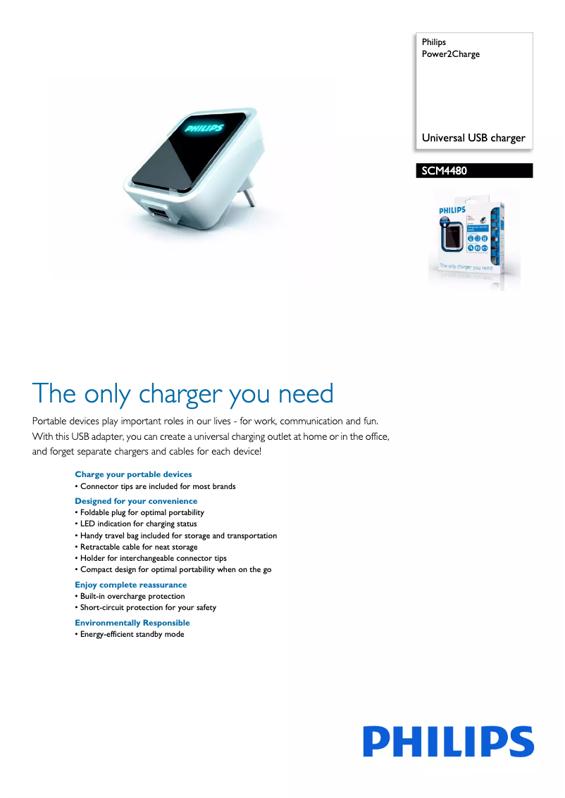 Página 1 del manual Folleto Philips Power2Charge SCM4480