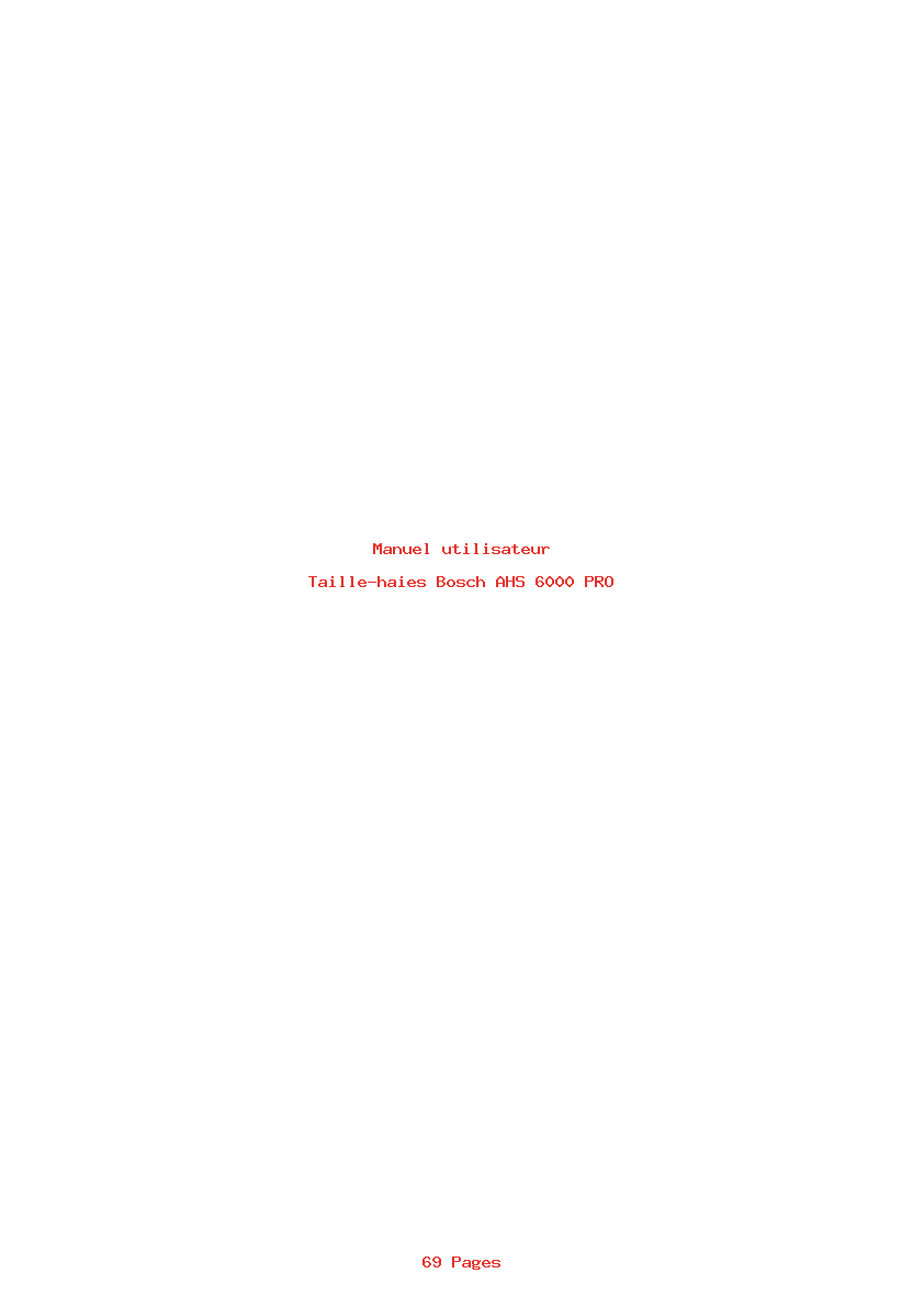 Page 1 de la notice Manuel utilisateur Bosch AHS 6000 PRO