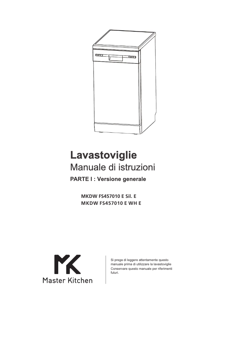 Page 1 de la notice Manuel utilisateur Master Kitchen MKDW FS457010 E WH E