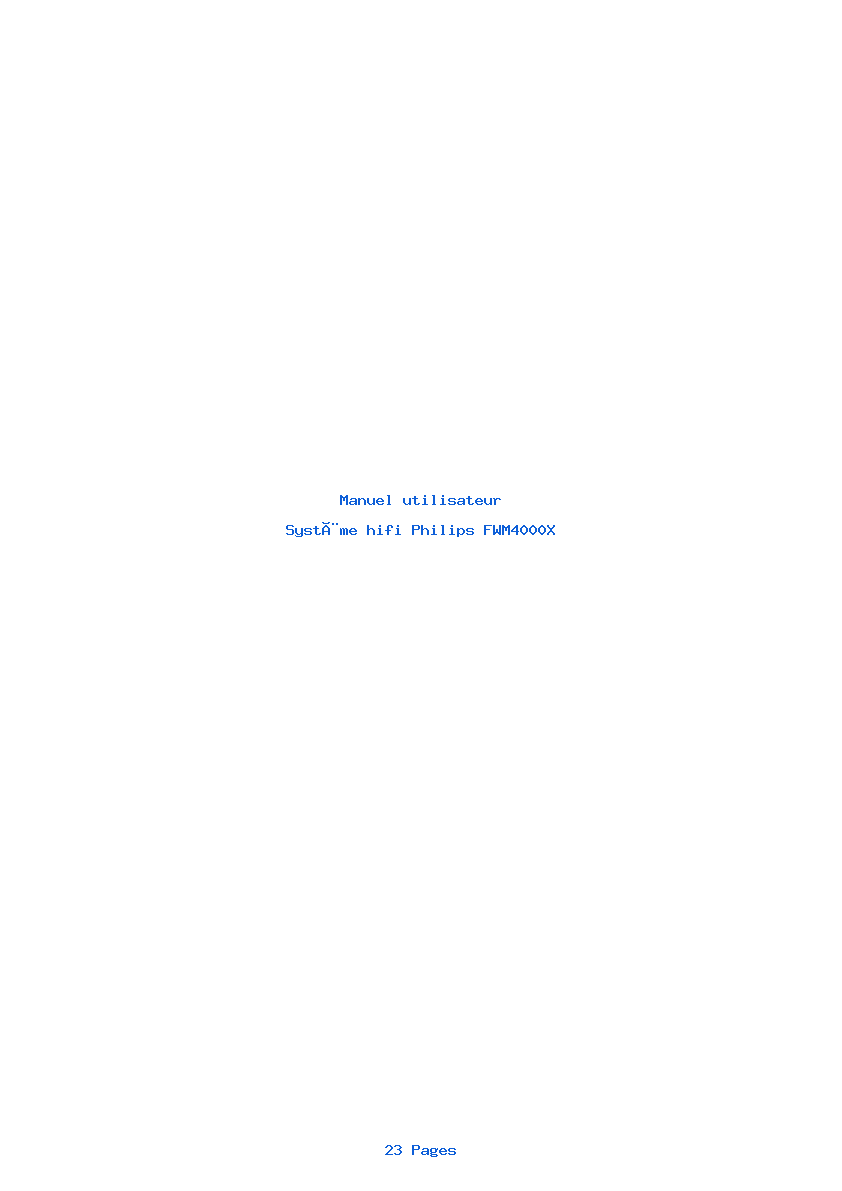 Page 1 de la notice Manuel utilisateur Philips FWM4000X