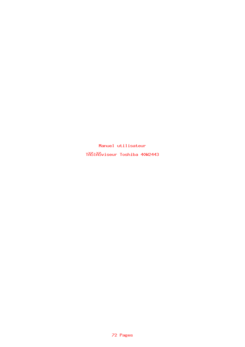 Page 1 de la notice Manuel utilisateur Toshiba 40W2443