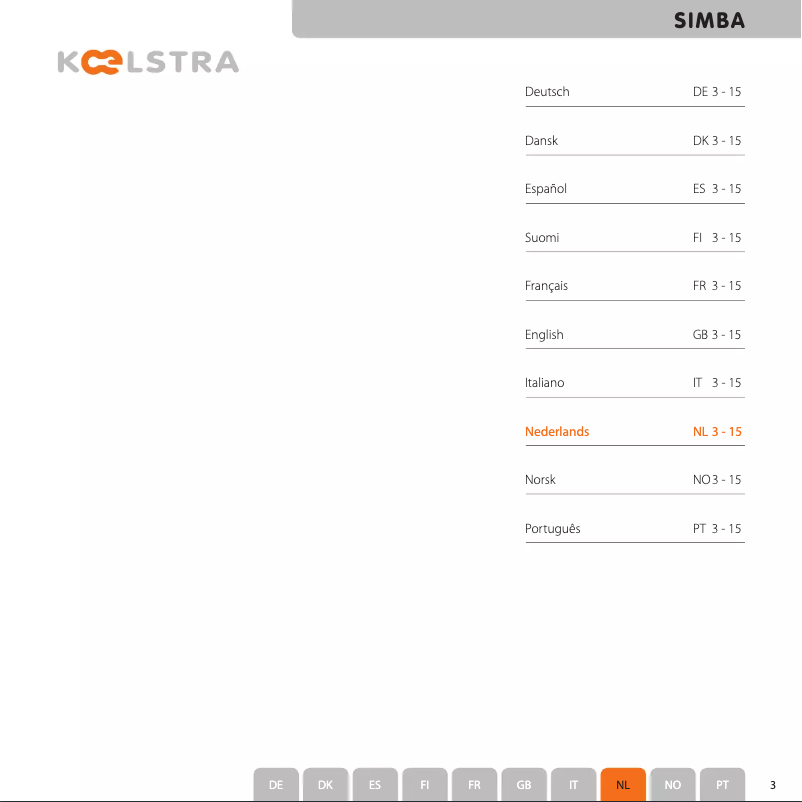 Página 1 del manual Manual de usuario Koelstra Simba T3