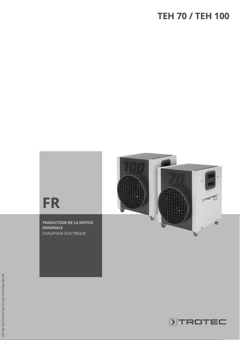 Page 1 de la notice Manuel utilisateur Trotec TEH 100