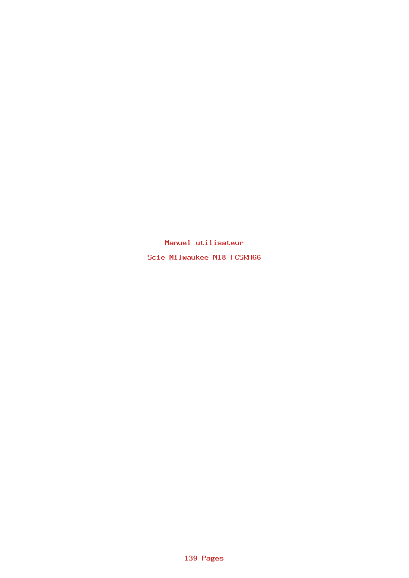 Page 1 de la notice Manuel utilisateur Milwaukee M18 FCSRH66