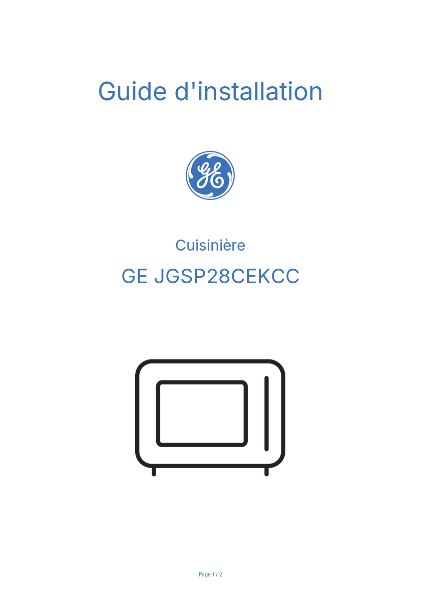 Image de la première page du manuel de l'appareil JGSP28CEKCC