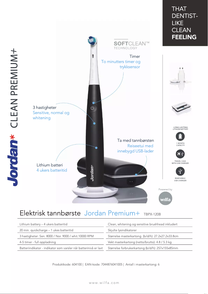 Página 1 del manual Ficha técnica Jordan Clean Premium+