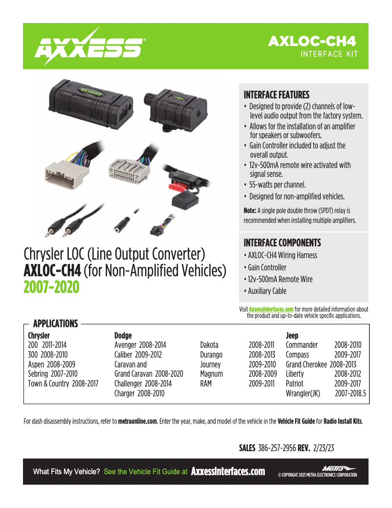 Page 1 de la notice Fiche technique AXESS AXLOC-CH4