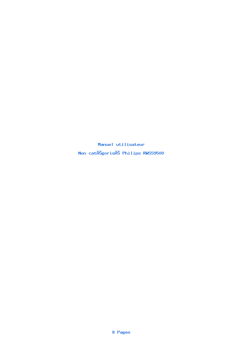 Page 1 de la notice Manuel utilisateur Philips RWSS9500