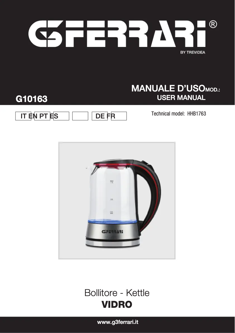 Page 1 de la notice Manuel utilisateur G3 Ferrari Vidro G10163