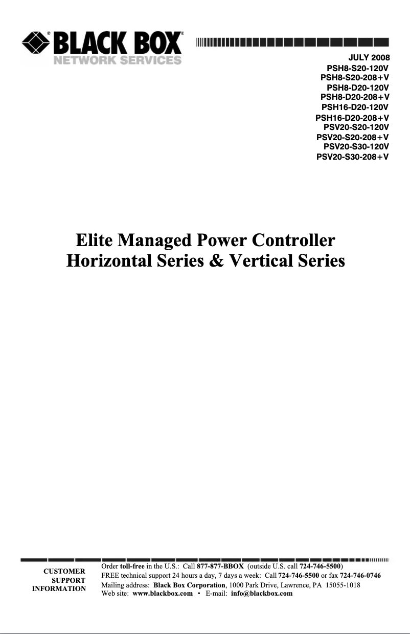 Page 1 of the manual User Manual Black Box MPSH16-D20-120V