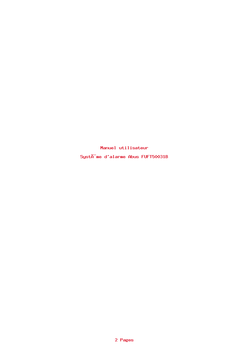 Page 1 de la notice Manuel utilisateur Abus FUFT50031B