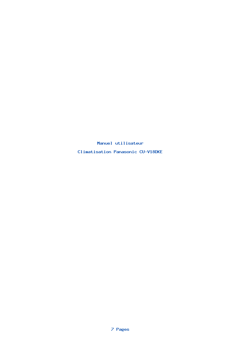 Page 1 de la notice Manuel utilisateur Panasonic CU-V18DKE