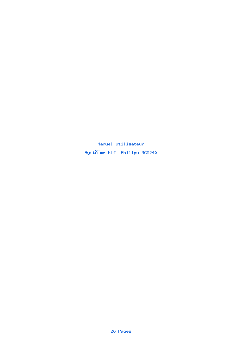 Page 1 de la notice Manuel utilisateur Philips MCM240