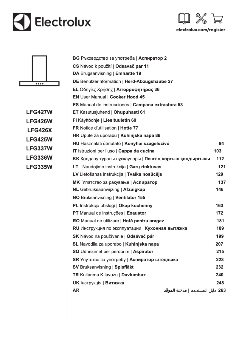 Page 1 de la notice Manuel utilisateur Electrolux LFG335W