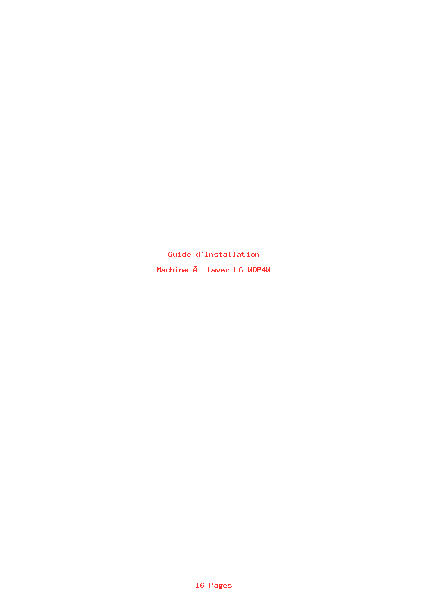 Page 1 de la notice Guide d'installation LG WDP4W