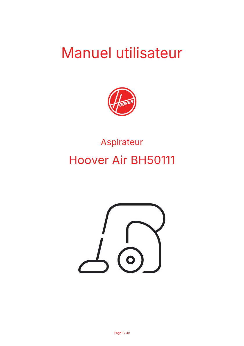 Image de la première page du manuel de l'appareil Air BH50111