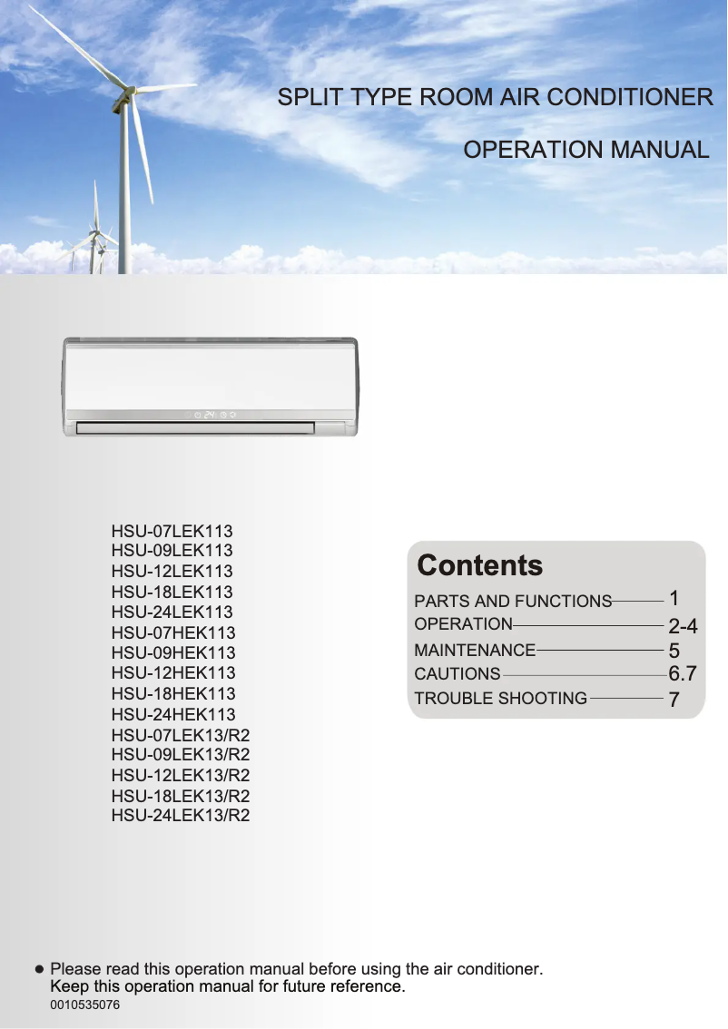 Page 1 of the manual User Manual Haier HSU-18LEK13/R2