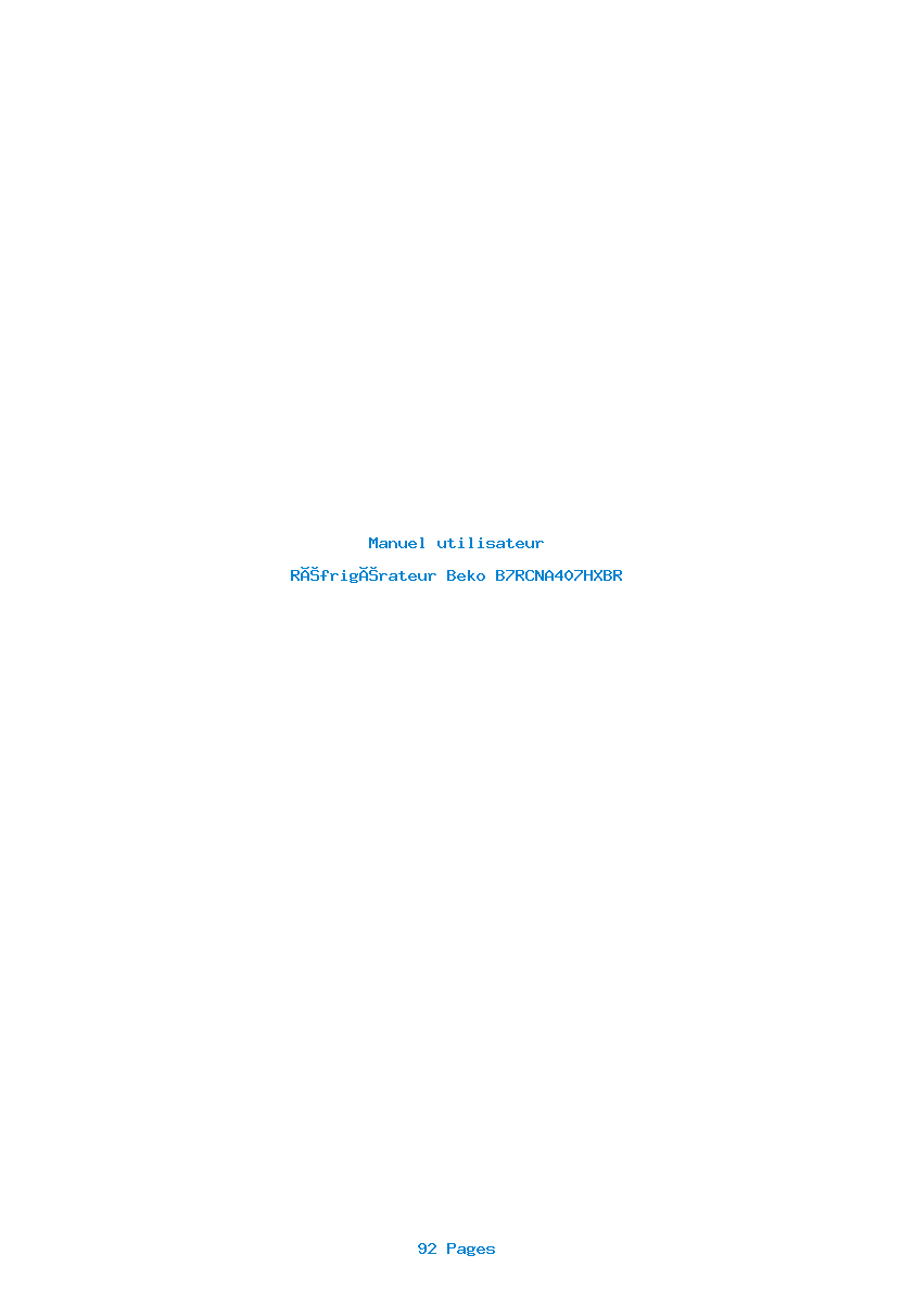 Page 1 de la notice Manuel utilisateur Beko B7RCNA407HXBR