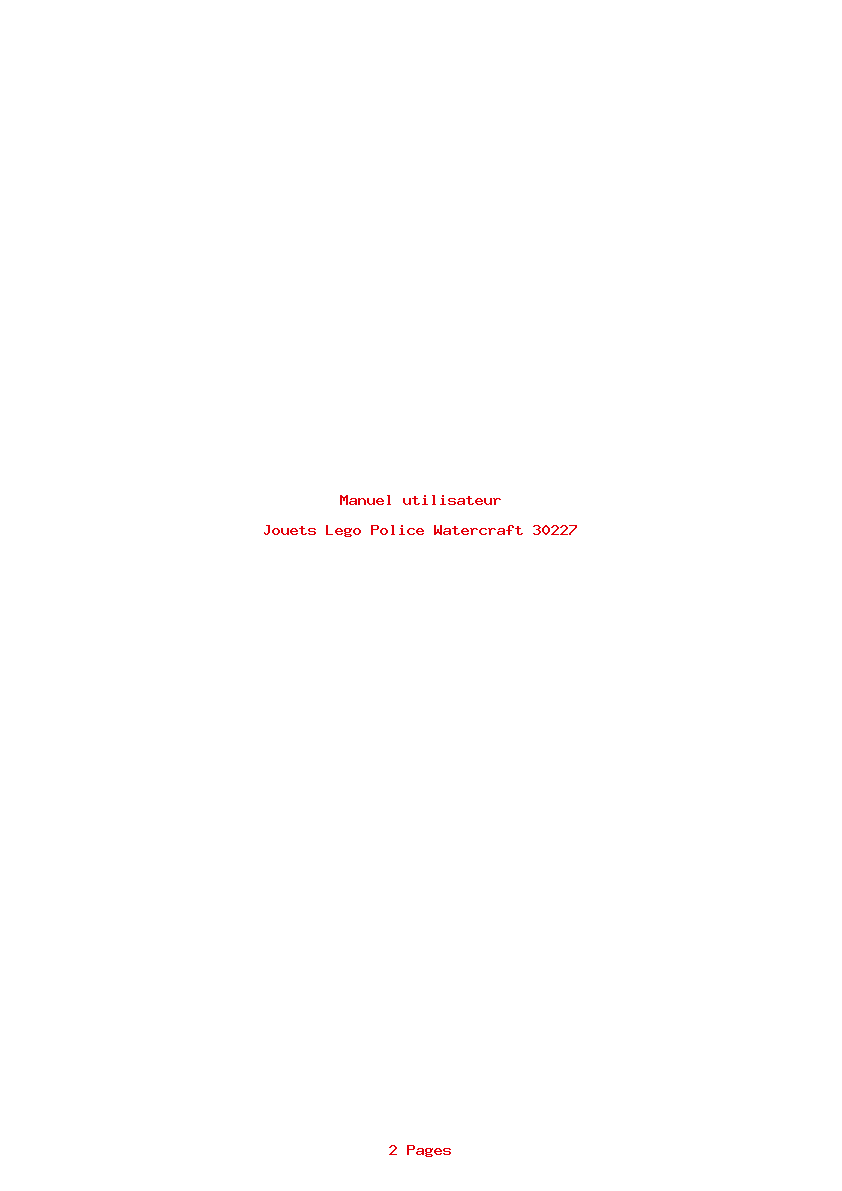 Page 1 de la notice Manuel utilisateur Lego Police Watercraft 30227