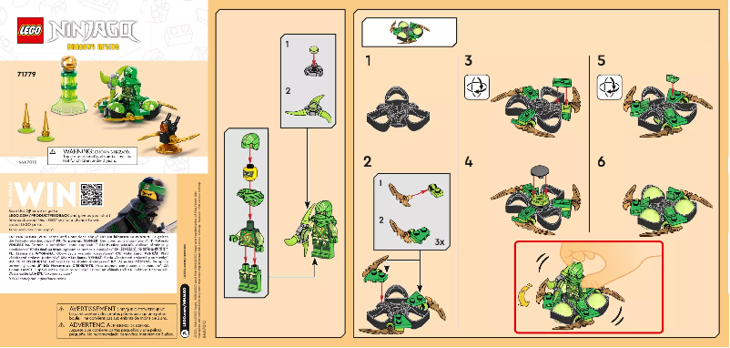 Page 1 de la notice Consignes visuelles Lego Ninjago 71779