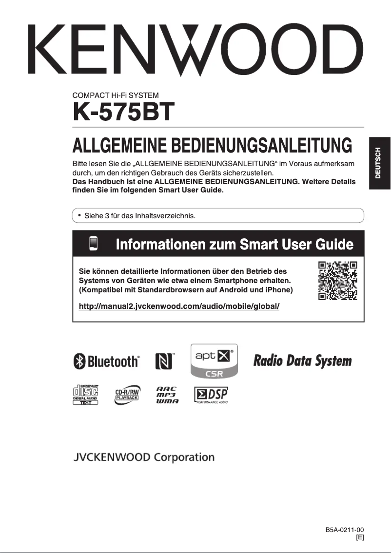 Page 1 de la notice Manuel utilisateur Kenwood K-575BT
