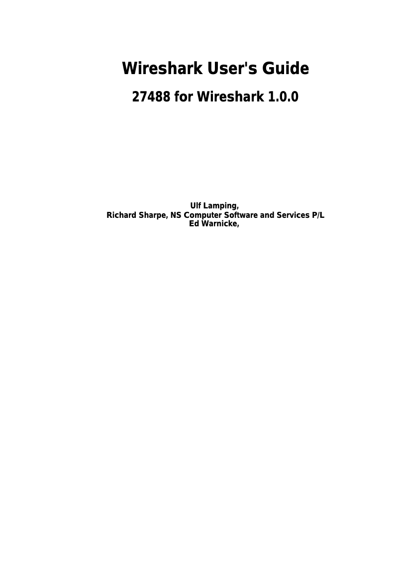 Page 1 de la notice Manuel utilisateur Wireshark 1.0