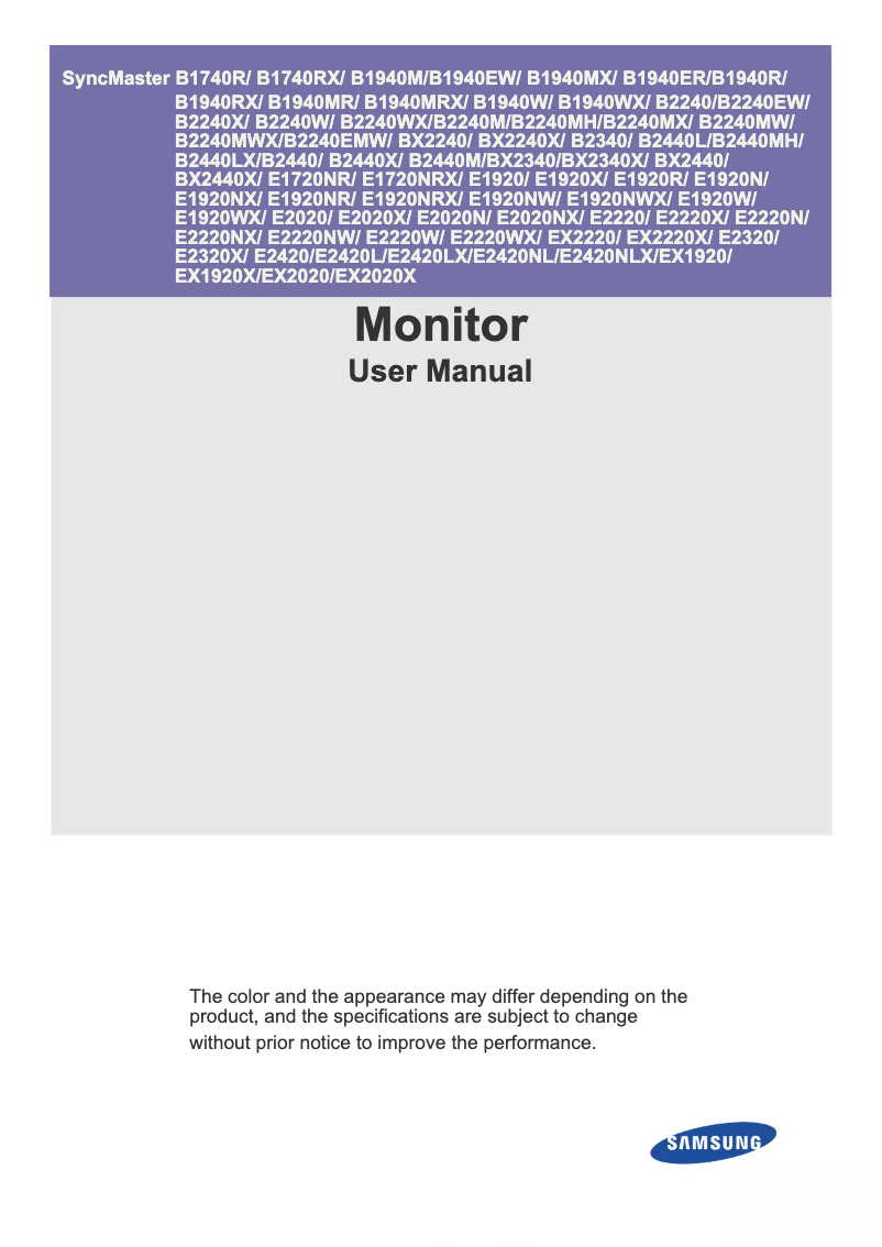 Página 1 del manual Manual de usuario Samsung SyncMaster BX2240