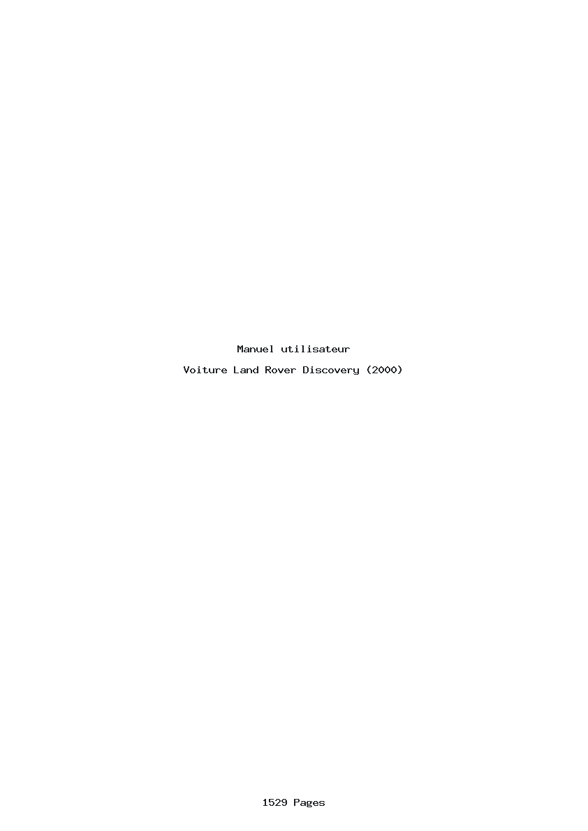 Page 1 de la notice Manuel utilisateur Land Rover Discovery (2000)