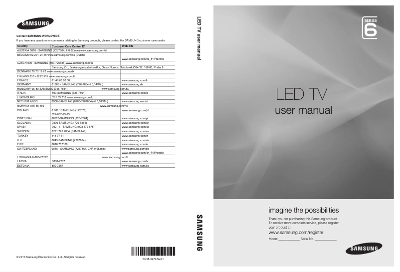 Página 1 del manual Manual de usuario Samsung UE55C6000RW