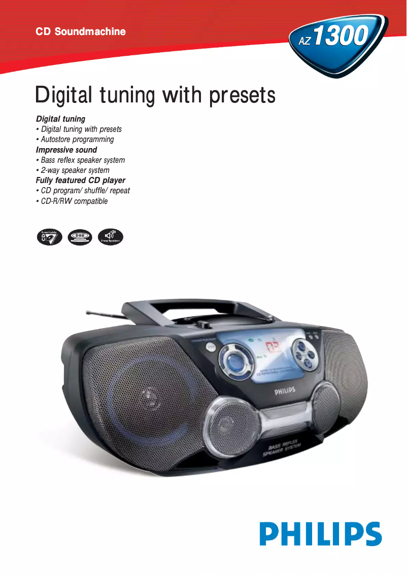 Page 1 of the manual Technical Sheet Philips AZ1300