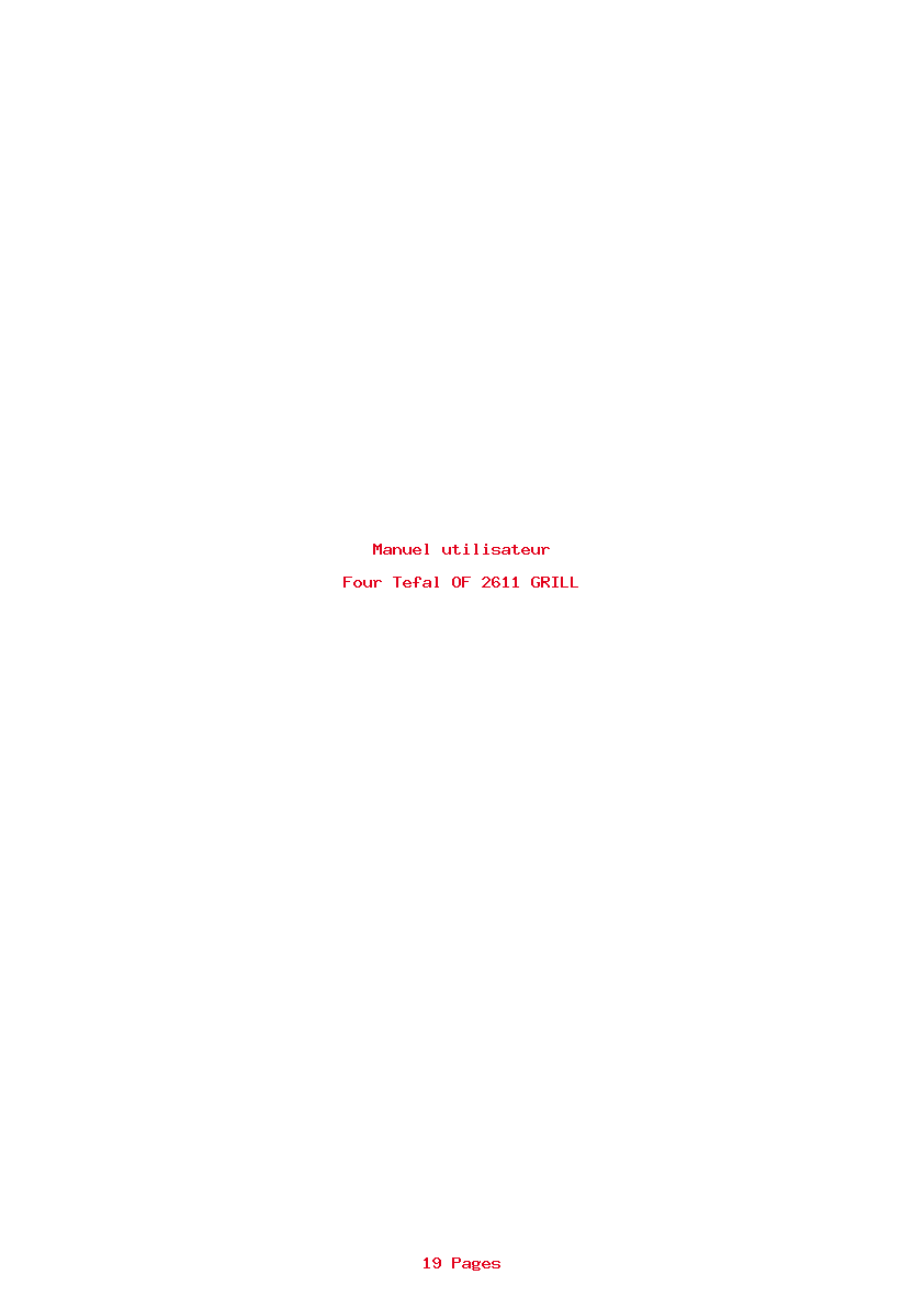 Page 1 de la notice Manuel utilisateur Tefal OF 2611 GRILL