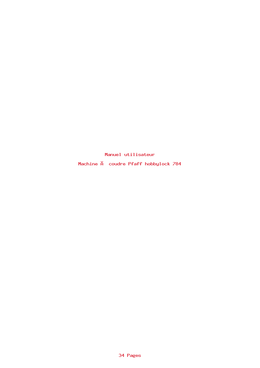 Page 1 de la notice Manuel utilisateur Pfaff hobbylock 784