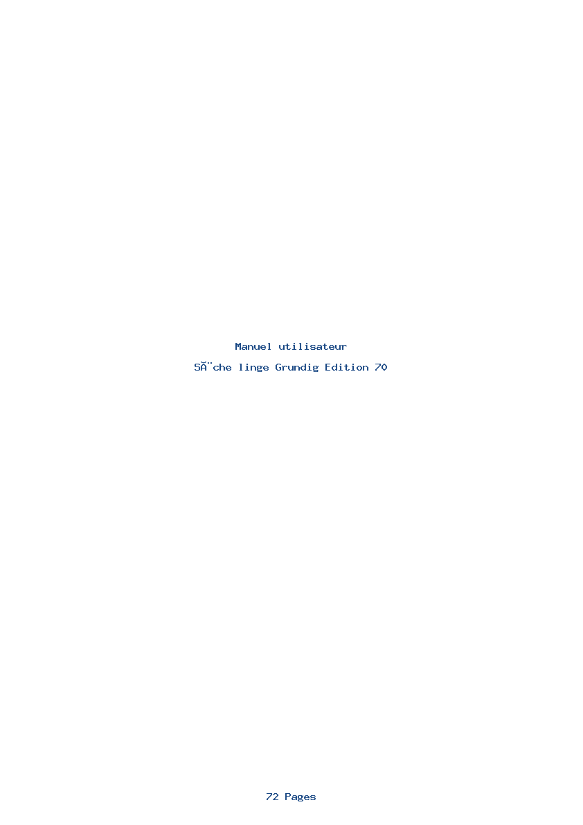 Page 1 de la notice Manuel utilisateur Grundig Edition 70