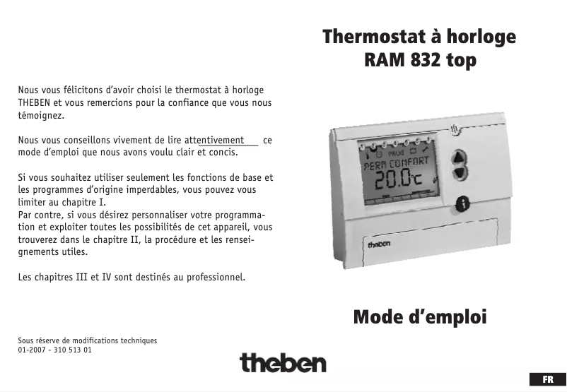 Image de la première page du manuel de l'appareil RAM 832 top