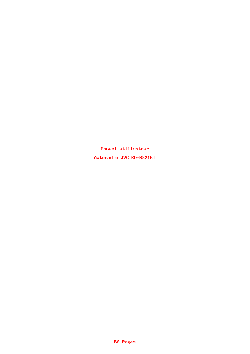 Page 1 de la notice Manuel utilisateur JVC KD-R821BT