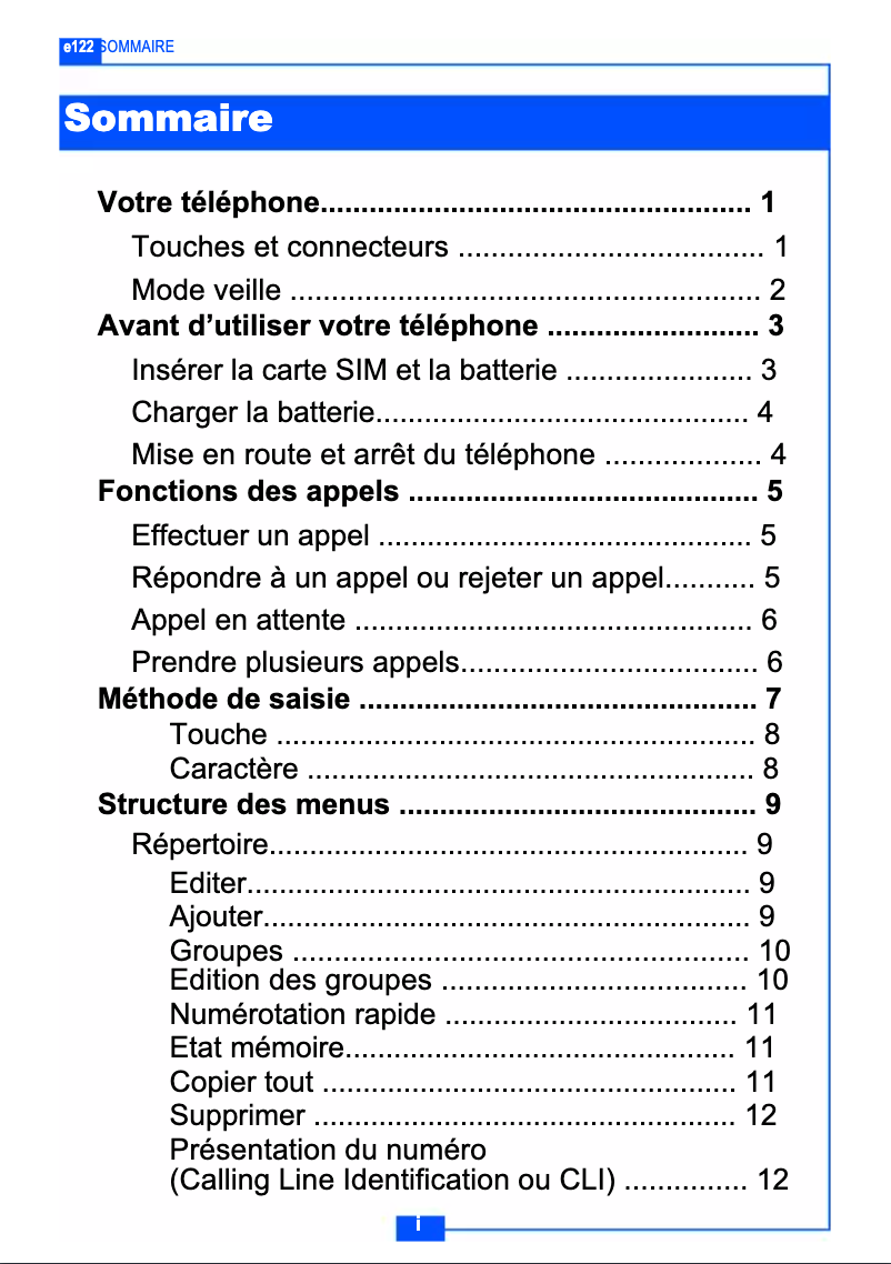 Page 1 de la notice Manuel utilisateur NEC e122