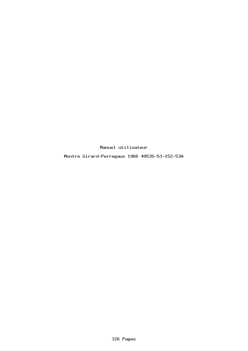 Page 1 de la notice Manuel utilisateur Girard-Perregaux 1966 49535-53-152-53A