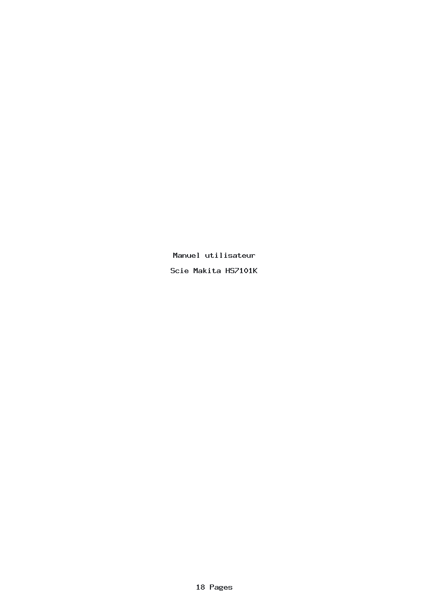 Page 1 de la notice Manuel utilisateur Makita HS7101K