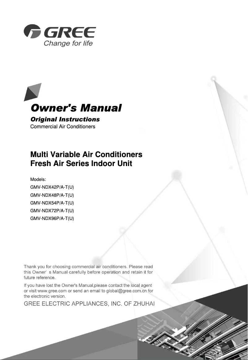 Página 1 del manual Manual de usuario Gree GMV-NDX96P/A-T