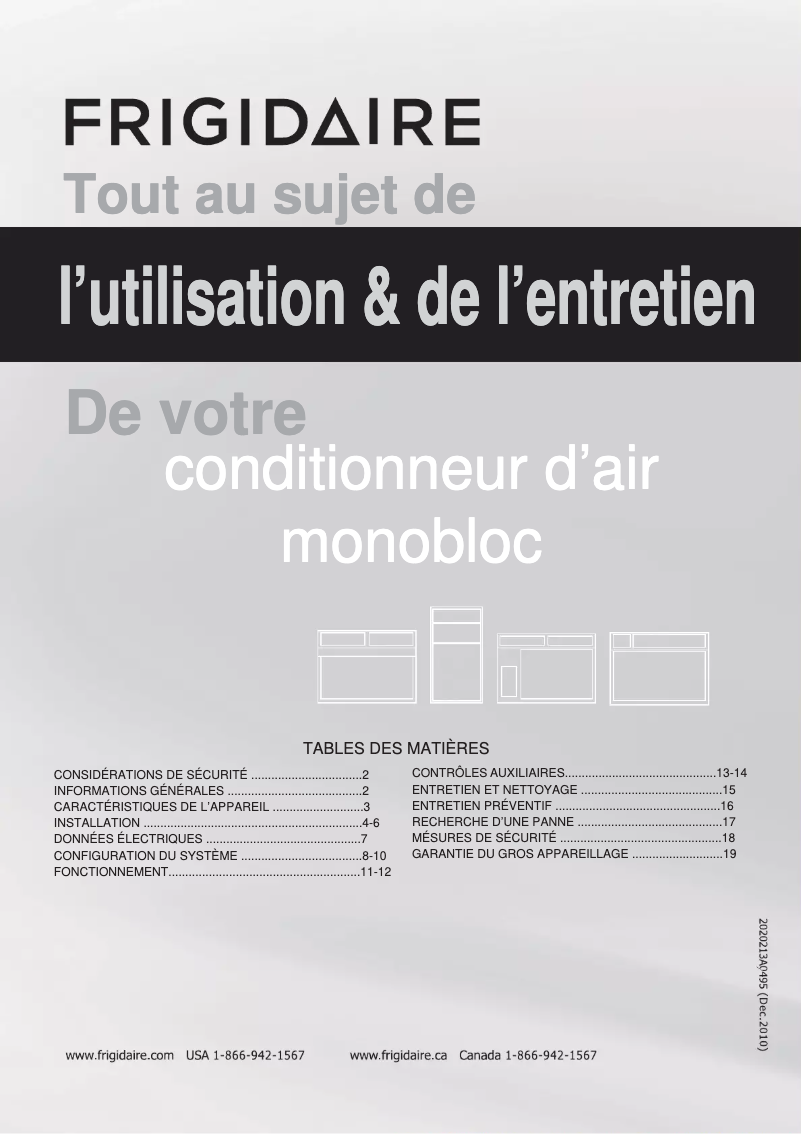 Page 1 de la notice Manuel utilisateur Frigidaire FFRP152LT4