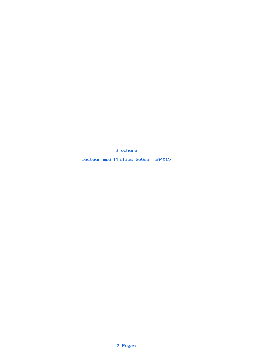 Page 1 de la notice Brochure Philips GoGear SA4015