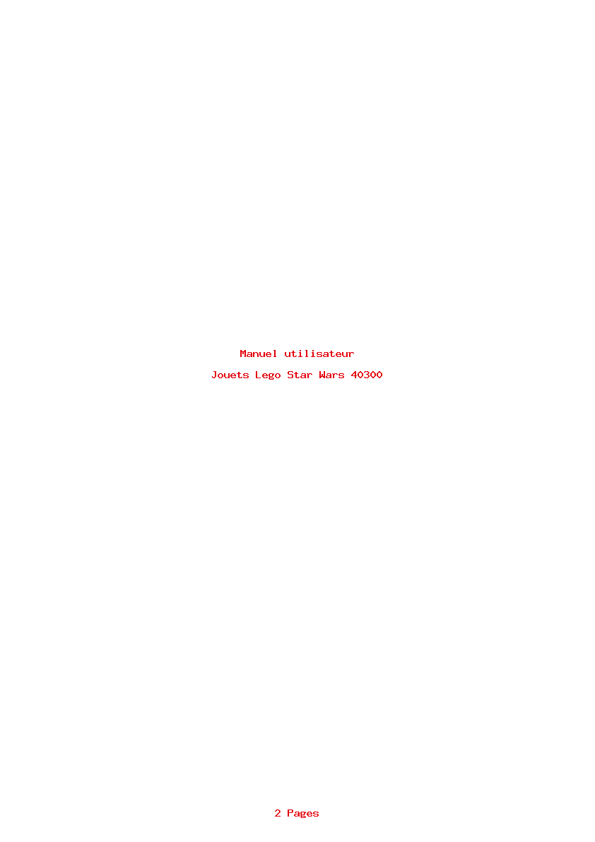 Page 1 de la notice Manuel utilisateur Lego Star Wars 40300