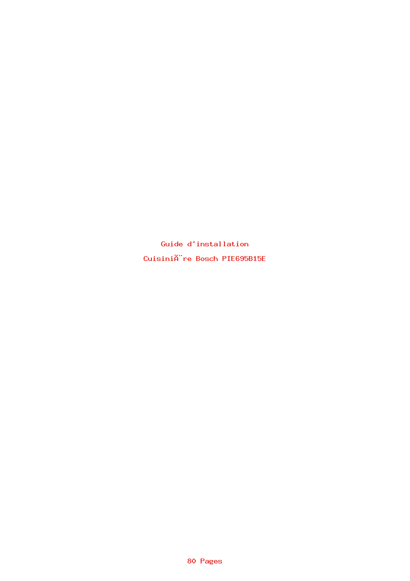 Page 1 de la notice Guide d'installation Bosch PIE695B15E